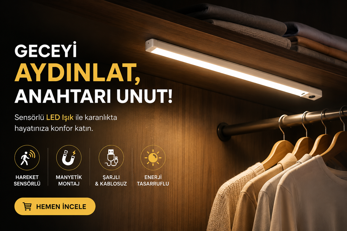 LEDORA™ Sensörlü Şarjlı Manyetik LED Işık